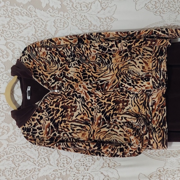 Rebecca Malone velvet like lounge tracksuit jacket w/hood L pants M (InvW017) - Picture 2 of 9